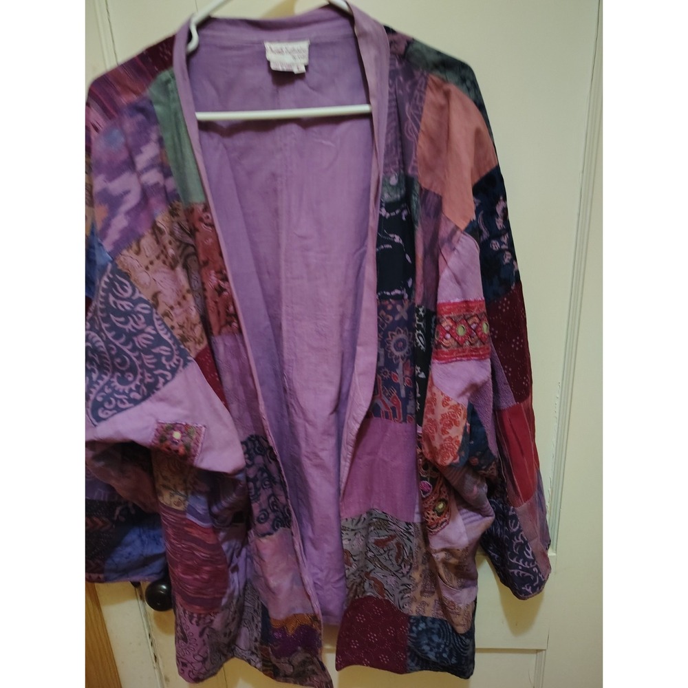 Orients Exclusive by Kohli Patchwork imono Jacket Purple Cotton Boho Embroidered